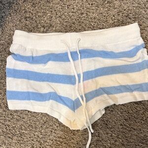 Striped Knit Shorts in Blue and White Edikted